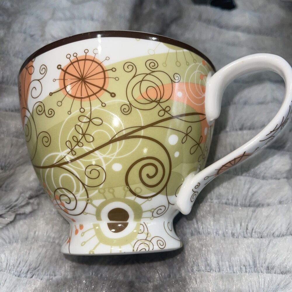 Mary Kay Pedestal Coffee Mug Tea Cup 2011 Abstract Floral 14 oz Oversized Jumbo